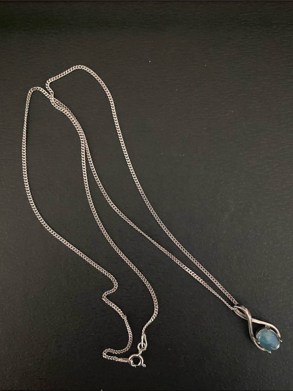 Sterling Silver Blue Opal Teardrop Pendant Necklace - Women Jewelry